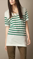 Thumbnail for your product : Burberry Striped Cotton Modal Top