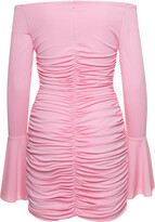 Thumbnail for your product : Magda Butrym Pink Ruched Mini-dress With Floral Application In Viscose Woman
