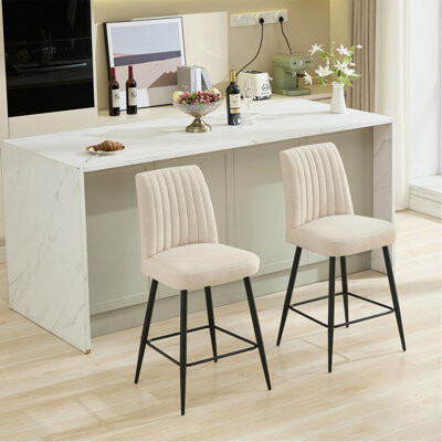 Mercer41 Adjustable Feet Bar Chairs Set Of 2 Simple Velvet Bar Chair Applicable Bar Counter Kitchen Restaurant