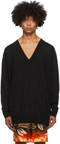 Thumbnail for your product : Dries Van Noten Black Long V-Neck Sweater