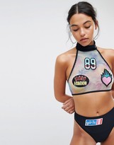 Thumbnail for your product : Jaded London Badges High Neck Bikini Top