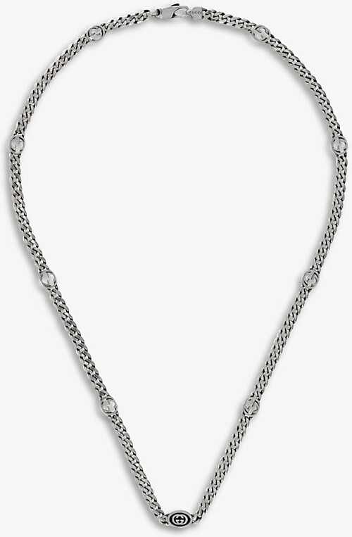 Gucci Iconic Enamel Interlocking GG Pendant Necklace - Ruby Lane
