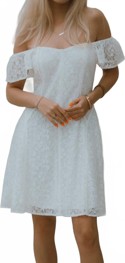 ABLE Whimsical Lace Mini Dress In White