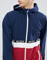 Thumbnail for your product : Hollister lightweight hooded jacket colourbock taping and seagull logo in navy/red