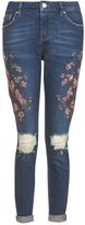 Thumbnail for your product : Topshop Moto limited edition blossom beaded lucas jeans