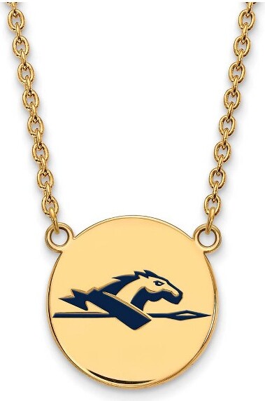 Black Bow Jewelry Co. BlackBowJewelry14kYellowGoldPlatedSterlingSilverLongwoodLancersNCAAEnameledLargeDiscNecklace18Inch