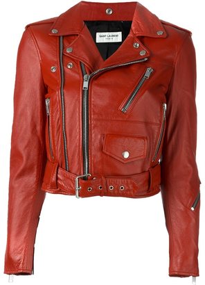 Saint Laurent classic biker jacket - women - Lamb Skin/metal/Cupro/Cotton - 40