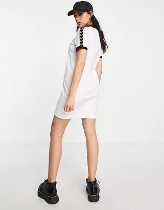 Fred Perry branded taped short sleeve t-shirt dress in white
