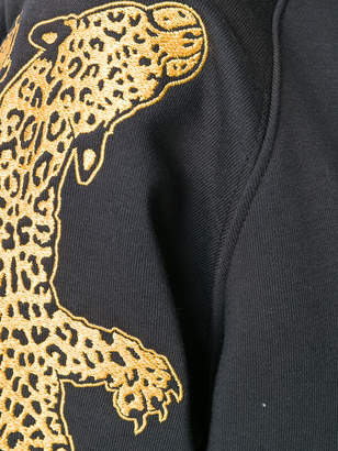 Zoe Karssen cheetah embroidered zip hoodie
