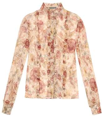 Alexander McQueen Medieval floral silk-georgette blouse