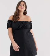 Thumbnail for your product : ASOS DESIGN Curve off shoulder mini sundress with ruched bust