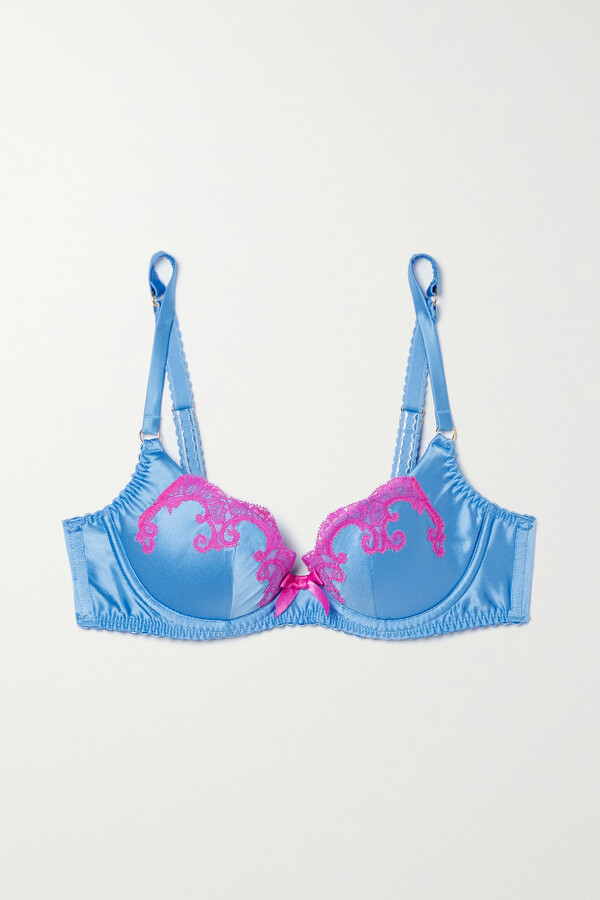 Blue Dioni underwired lace and satin bra, Agent Provocateur