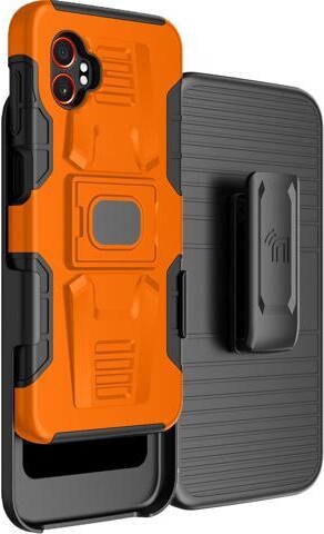 Nakedcellphone Rugged Case Stand Belt Clip Holster for Samsung Galaxy XCover 7 Pro - Orange
