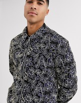 Thumbnail for your product : ASOS DESIGN harrington jacket with gold floral embroidery
