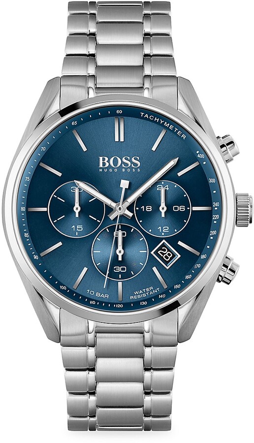 HUGO BOSS Champion Blue Dial & Stainless Steel Chronograph Bracelet Watch -  ShopStyle