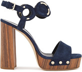 Thumbnail for your product : Lanvin Ring-embellished Suede Platform Sandals
