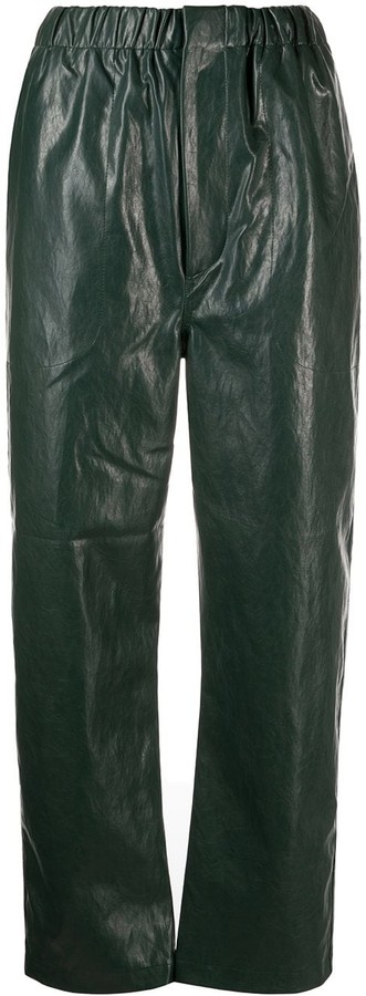 lime green leather pants