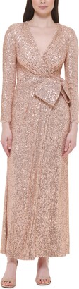 Eliza J Petite Sequinned Bow-Detail Gown
