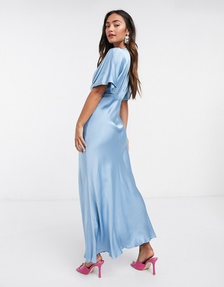 Ghost Bluebell satin dress in blue