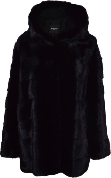 Bershka faux fur hooded jacket in black - ShopStyle