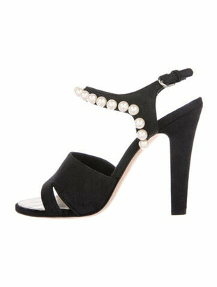 Chanel 2014 Faux Pearl Accents Sandals Black - ShopStyle