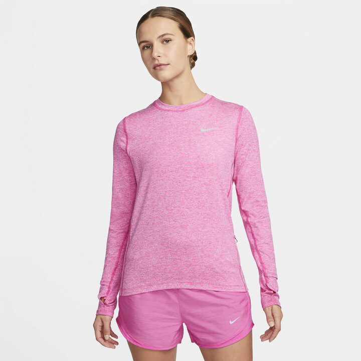 Nike Women's DriFIT Element Running Crew in Pink ShopStyle Activewear Tops
