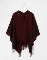 Thumbnail for your product : ASOS COLLECTION Burgundy Cape With Black Stripe
