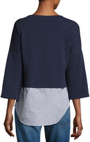 Thumbnail for your product : Derek Lam 10 Crosby Faux 2-in-1 Sweatshirt & Shirt Combo Top, Navy