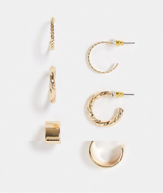Topshop 3 x multipack hoop earrings in gold - ShopStyle