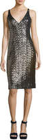 Thumbnail for your product : Milly Sea-Glass Sleeveless V-Neck Sequin Cocktail Dress