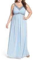 Thumbnail for your product : Decode 1.8 Plus Size Women's Embellished V-Neck Chiffon Gown