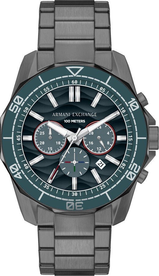 Alpha A Armani Exchange Men's Quartz Chronograph Gunmetal Stainless Steel Watch, 44mm - Gunmetal