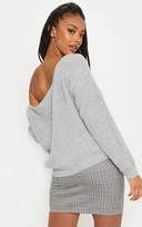 Thumbnail for your product : PrettyLittleThing Taupe Off The Shoulder Knitted Crop Jumper