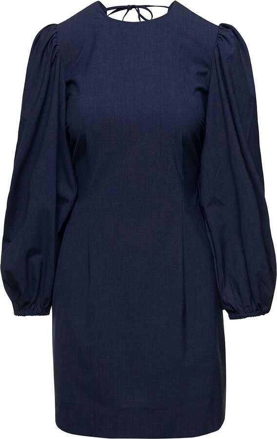 Ganni Drapey Melange Open Back Mini Dress