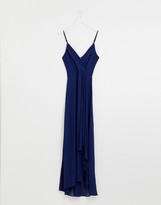 Thumbnail for your product : TFNC Petite bridesmaid exclusive cami wrap maxi dress with fishtail in navy