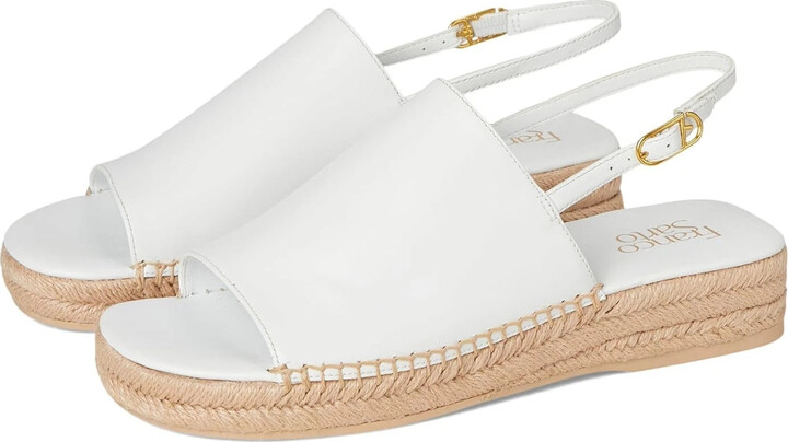 Franco Sarto Women's Rune J5364L1100 Sandals White Leather Slingback VER955