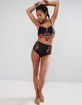 Thumbnail for your product : Jaded London Embroidered Rose Bikini Top