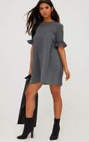 Thumbnail for your product : PrettyLittleThing Black Check Frill Sleeve Shift Dress