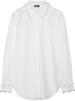 Thumbnail for your product : DKNY Faux pearl-embellished stretch-cotton shirt