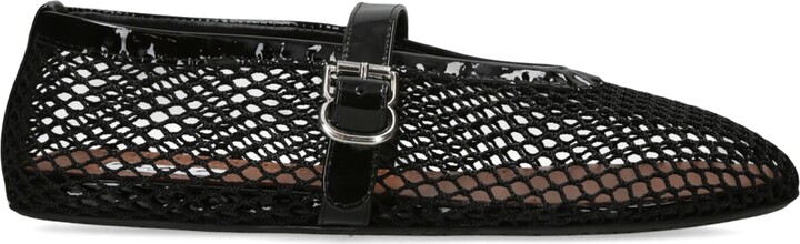 Alaia Leather Mesh Ballet Flats