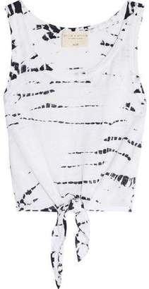 Alice + Olivia Jacinda Knotted Cropped Linen Top