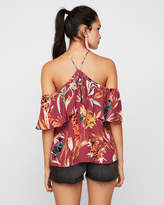 Thumbnail for your product : Express Off The Shoulder Floral Halter Top