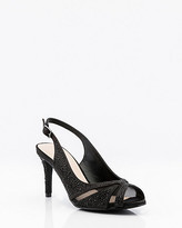 Thumbnail for your product : Le Château Jewel Embellished Satin & Mesh Slingback Sandal