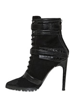 Thumbnail for your product : Emilio Pucci 115mm Suede & Ostrich Ankle Boots