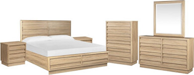Latitude Run Panel Storage Bed 2 Nightstands Double Drawer Dresser With Portrait Mirror And Drawer Chest