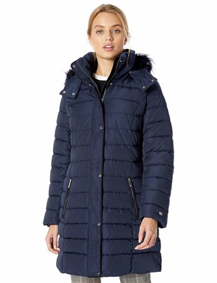 Tommy Hilfiger Women's Quilted Faux Fur Trim Hood Long Puffer Jacket -  ShopStyle