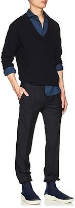 Prada Men's Plain-Weave Wool-Mohair Slim Trousers - Navy