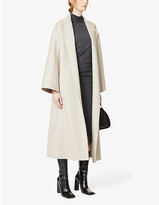 Thumbnail for your product : Brunello Cucinelli Floral-panel wool-blend jersey and silk-crepe midi dress