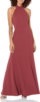 Jenny Yoo Women's Petra Haltet Open Back Fit and Flare Crepe Long Gown