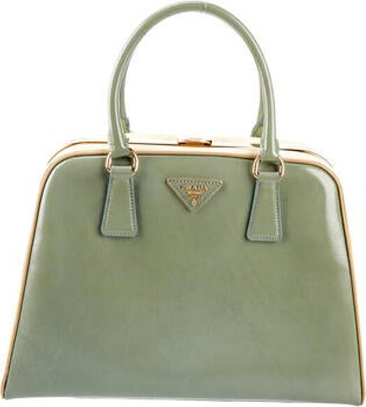 Prada, Bags, Prada Saffiano Vernice Pyramid Top Handle Bag